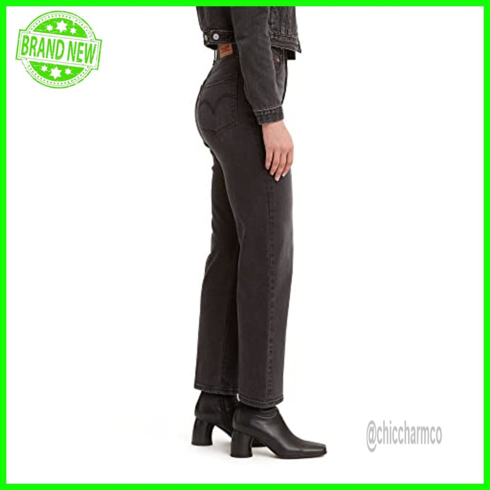 High Rise Straight Ankle Jeans, 99% Cotton Stretch, Button Fly - Picture 3 of 5